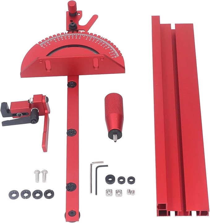 Table Saw Miter Gauge Works w/Table Saws, Band Saw and Router Table (Red)