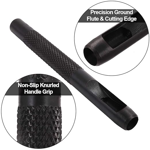 Spurtar Hollow Punch Set 9 Pieces 2.5-10.0mm Heavy Duty Carbon Steel Round Leather Hole Tool Leather Punch Set Kit for Watch Cloth Belt Gaskets with Storage Bag (Black)