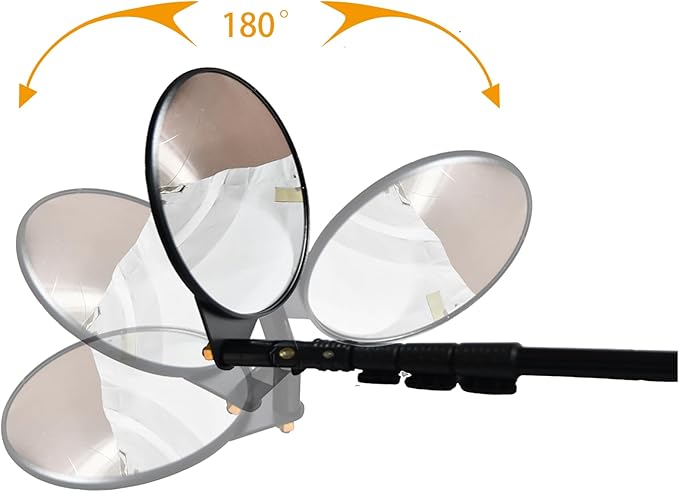 Under Vehicle Inspection Mirror, 8-Inch, LED Light, 180° Adjustable， Telescopic Handle – Security Mirror for Car, Workshop & DIY Use