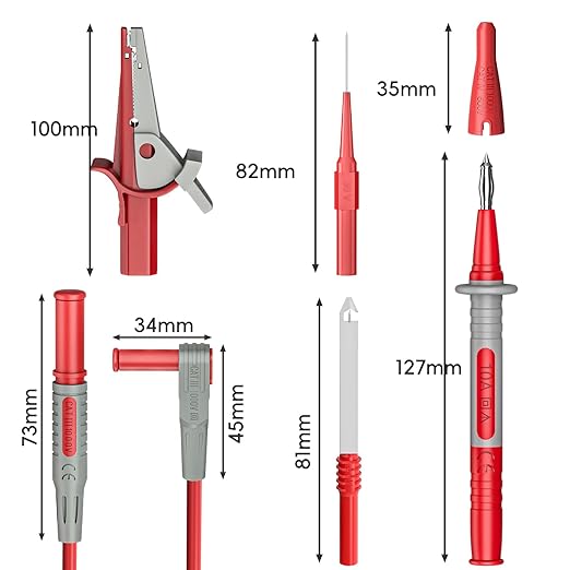 Goupchn Multimeter Test Leads Kit 10PCS Test Cable Probes 4mm Banana Plug with Alligator Clips Wire Piercing Probes for Electrical Testing 1000V 10A