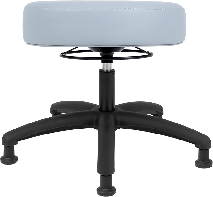 Chair Master 17" Round Vinyl Fabric Stool, Table Height, 360 deg Level Activation, Heavy Duty, Lab, Medical, Garage, Home, Spa, Cleanroom (Glides, Gray)