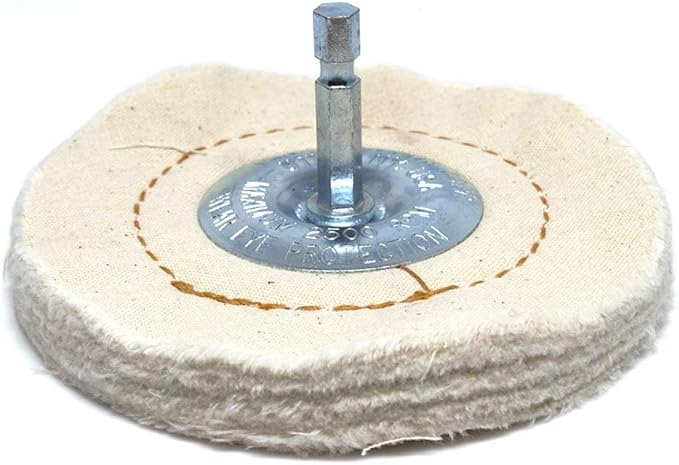 Benchmark Abrasives 4" Cotton Cushion Sewn Buffing Polishing Wheel for Bench Grinder with 1/4" Mandrel, for Polishing Finishing Smoothing on Aluminum, Stainless Steel (Cotton Cushion)