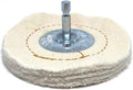 Benchmark Abrasives 4" Cotton Cushion Sewn Buffing Polishing Wheel for Bench Grinder with 1/4" Mandrel, for Polishing Finishing Smoothing on Aluminum, Stainless Steel (Cotton Cushion)
