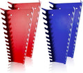 ALOANES Steel Wrench Organizer, 52-Slot Tool Organizer Set Wall Mounted & Hanging, 4 Pack Wrench Holders Fit SAE & Metric Wrench Storage(Red&Blue)