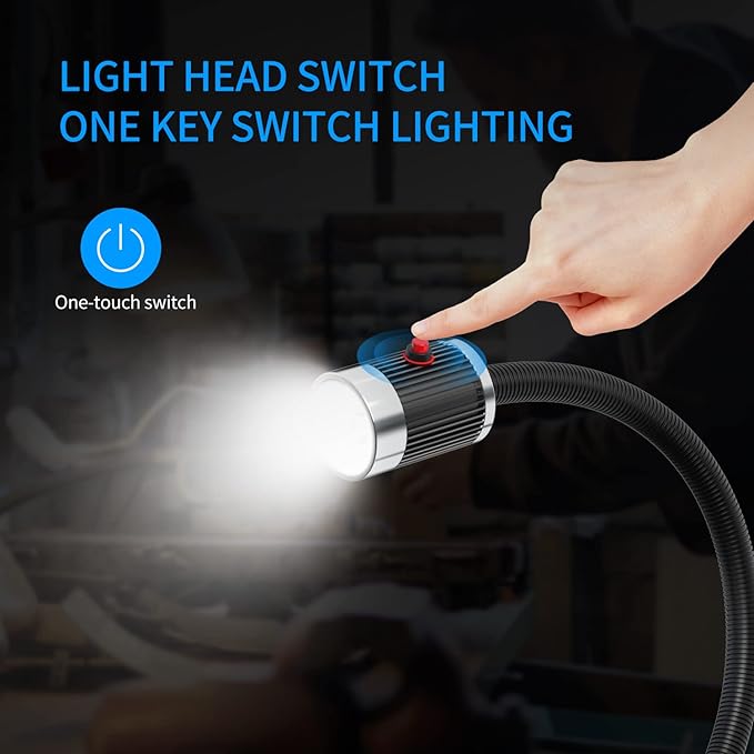 Led Work Light,IP65 Water Proof Flexible Gooseneck Lamp, Led Light gooseneck 900 Lumen for Lathe Milling, Drill Press, Industrial Lighting
