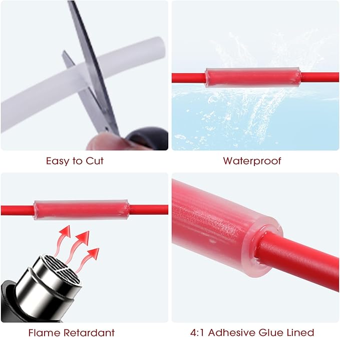 Heat Shrink Tubing 4:1 Dual Wall Adhesive Liner Wires Cable Wraps Connection Protection (Clear, 1/2"-18ft)
