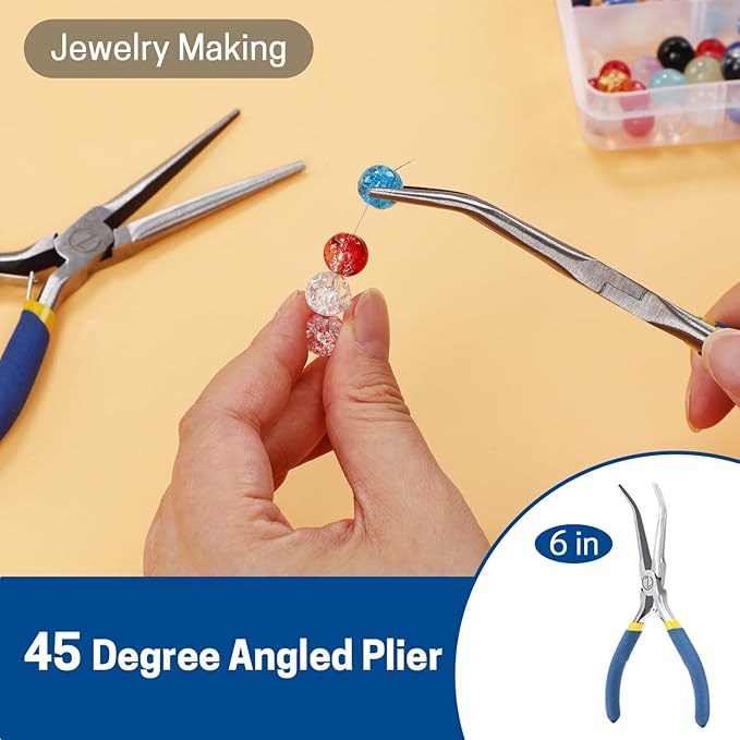VISEMAN 6" Mini Needle Nose Pliers with Comfort Grip Handles, 2PCS Long Nose Pliers Set for Handmade Craft