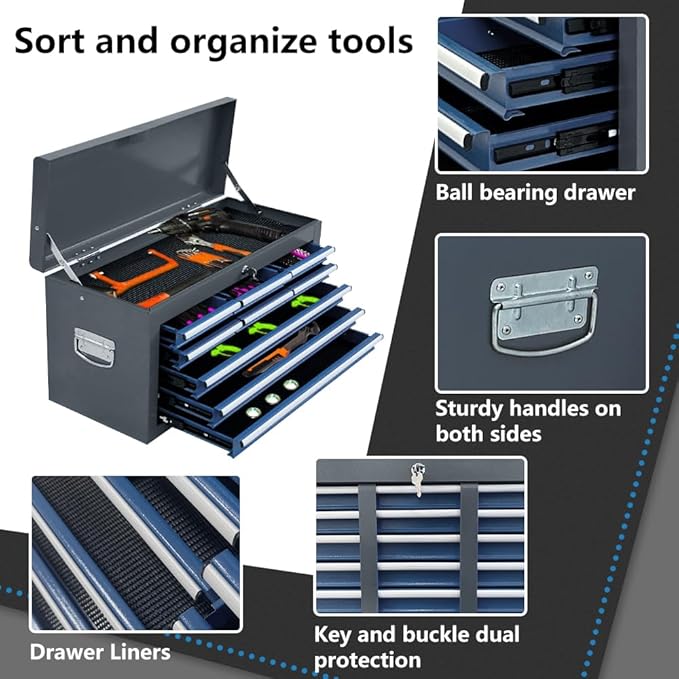 Rolling Tool Chest,13-drawer Tool Box Organizer with Wheels,Large Tool Storage Cabinet with Sliding Drawers,High Capacity Tool Chest with Locking System (Blue＆Grey)