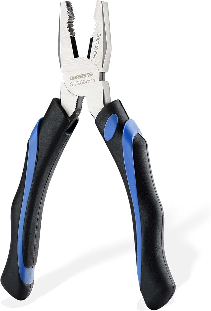 8-Inch Linesman Pliers with Rubber Grip Handle, Portable Home Hand Tools