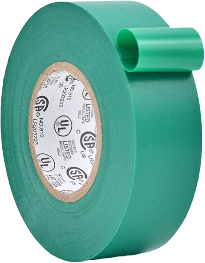 WOD ETC766 Professional Grade General Purpose Green Electrical Tape UL/CSA Listed core. Vinyl Rubber Adhesive Electrical Tape: 1 inch X 66 ft - Use at No More Than 600V & 176F (Pack of 1)