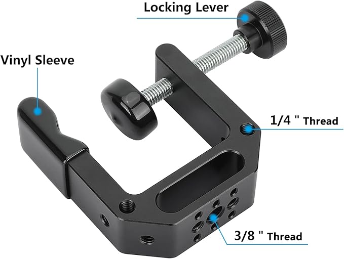 CAMVATE C Clamp(Widen) with Multiple 1/4"-20 and 3/8"-16 Threads (2.25" Neck) - 3305