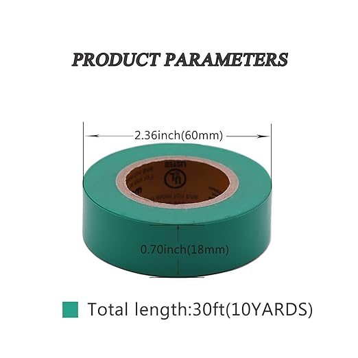 Electrical Tape Green 6 Pack 3/4-Inch by 30 Feet, Voltage Level 600V Dustproof, Adhesive for General Home Vehicle Auto Car Power Circuit Wiring Green