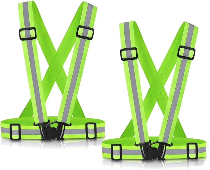 Reflective Vest Running Gear, 2Pack High Visible Safety VES for Cycling Jogging Running Walking, Adjustable for Men Women Kids