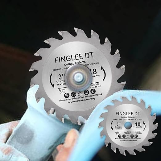 TCT 3 Inch Circular Saw Blade with 3/8 Arbor, 18 Teeth Cutoff Tool Blade for Wood, Plastic, PCV, Acrylic, Plywood, Wood Cutting Blade for Woodworking (3Pcs)