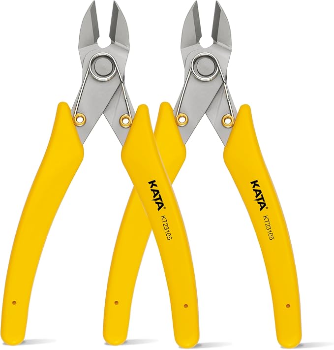 KATA 2Pack Micro Wire Cutters For Electronics Flush cutters, 6 Inch Precision Micro Cutters for Cut Precision Electronics, Jewelry, Soft Copper Wire, Cables