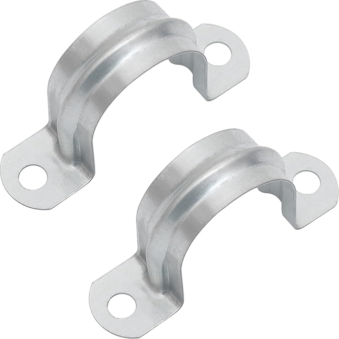 3 Inch Reinforced Rigid Pipe Strap, 2 Holes U Bracket Cable Clamp Hanger, Zinc Coated Tension Tube Clip, Conduits Strap Clamps for Pipe Fixing on Various Surfaces, 10 PCS(75 mm)