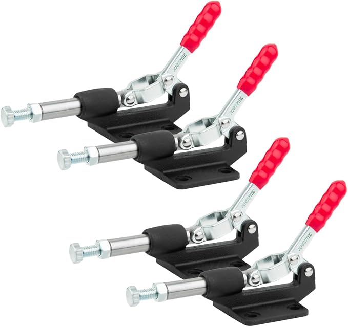 POWERTEC 4PK Push Pull Toggle Clamp, 500lbs Holding Capacity, 305CM Quick Release Push Pull lever Clamp, Stroke Clamp for Welding, Woodworking Jigs and Fixtures, Pocket Hole Jigs, CNC (20318-P4)