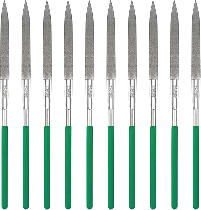 10PCS Diamond Files Half Round Set,Precision Needle File Set,Super Hard Black Nickel Coated Alloy File,Diamond Coated Files for Filing Metal,Ceramic,Stone,Jewelry,Glass.120 Grit,5×180mm