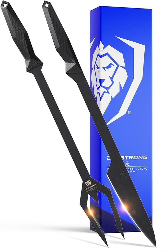Dalstrong BBQ Trident Carving Knife Set-Shadow Black Series-Black Titanium Nitride Coated-Extra-Long Knife & Fork Set-Razor Sharp-High Carbon Steel-NSF Certified