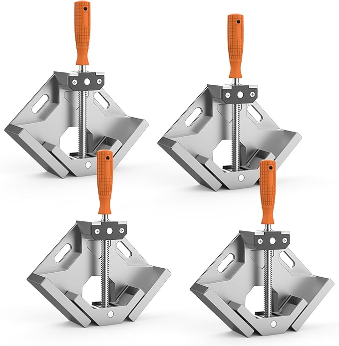 Corner Clamp, 4pcs 90 Degree Right Angle Clamp with Adjustable Aluminum Alloy Swing Jaw, Single Handle Clamps for Woodworking Tools Photo Framing, Present for Men Dad 11.1 Inch