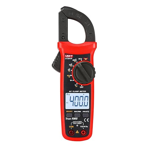 UNI-T UT201R Digital Clamp Meter AC Current TRMS HVAC Amp Ohm Volt Meter Clamp On Multimeter Auto Ranging 4000Counts AC Current Frequency NCV AC DC Voltage Frequency Resistance Continuity Diode Tester