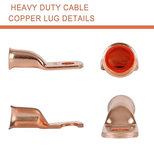RIOCAN 10pcs 4 AWG-1/4”(M6) Ring Terminals 4 Gauge Battery Lugs Battery Cable Ends Heavy Duty Wire Lugs Battery Cable Connector Copper Lugs Battery Terminal Connectors