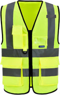 A-SAFETY Enhanced Visibility Safety Vest, Hi Viz 2 Band And Braces Waistcoat safe for Motorcycle, Running/Jogging, Bike/Bicycle Riding Outdoor Activities, Yellow