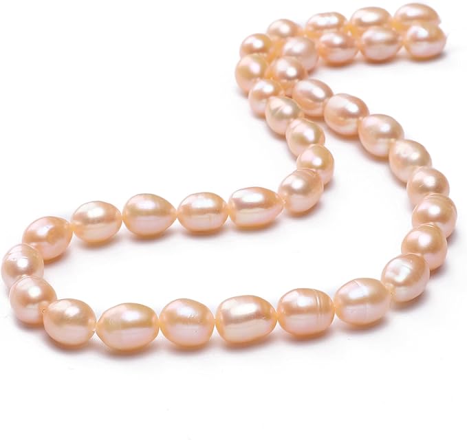 Natural Pearl Beads Rice 8-9mm Pink Freshwater Cultured Loose Gemstone Beads for DIY Jewelry Making 13.8''/Strand HQ