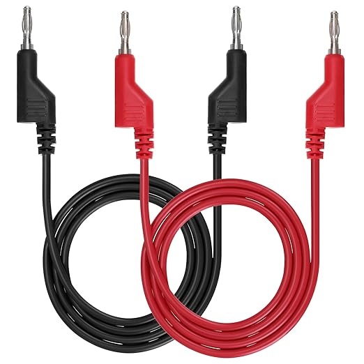 Sumnacon 2Pcs Banana to Banana Plug Test Leads - Stackable 4MM Banana Plug Test Cables, Multimeter Clip Wires for Electrical Testing 1000V/15A