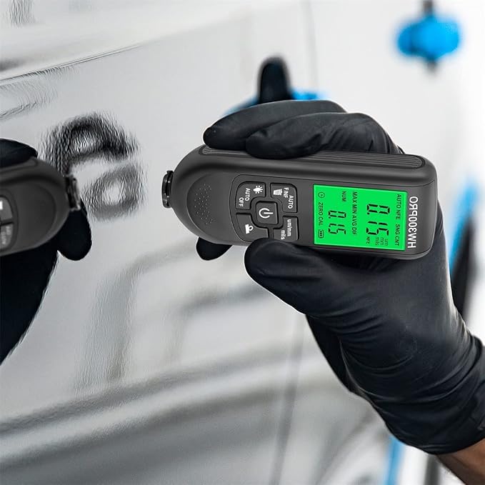 Paint Thickness Gauge Meter Fe/NFe Probe Coating Thickness Gauge Professional Multifunctional Car Paint Depth Gauge Test Precise HW-300PRO for Car Automatic Detection(black) (black)