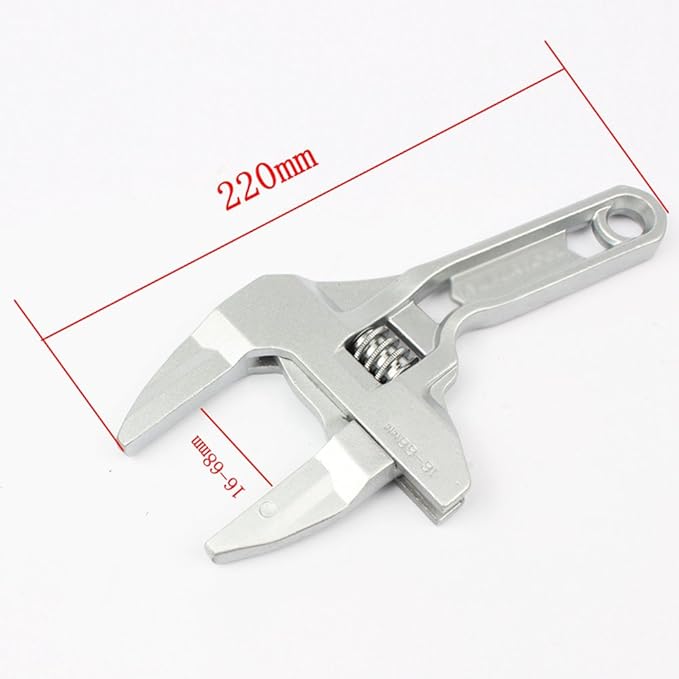 Adjustable Spanner Wrench 16-68mm, short shank plumbing wrench for tight spaces, mini plumber wrench for bathroom kitchen pipe nuts bolts