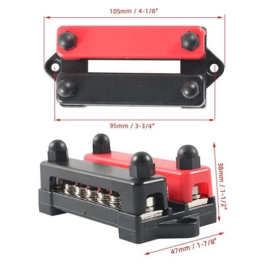 12V 12x8# Power Distribution Terminal Block Battery BusBar Set Negative/Positive Insulated Busbar for Auto Marine Car Trailer RV Boat Motorcycle UTV ATV