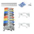 2Pcs Lever Wire Connectors, 4 in 12 Out, Push-in, Quick Wiring DIN Terminal Blocks, 0.7-2.5(4) mm², 600V 32A, 32Pcs Wire Ferrules Terminals & 5.51 Inch DIN Rail Included