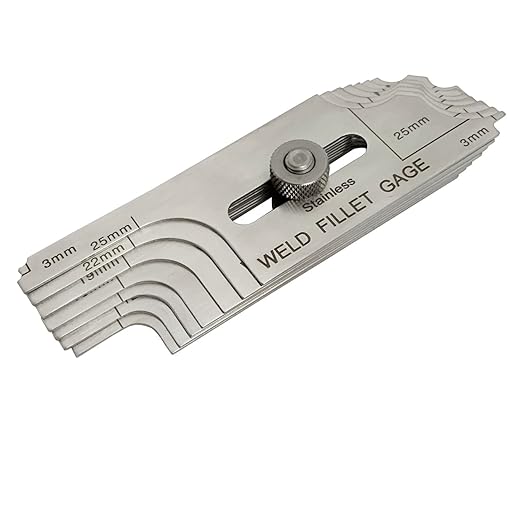 7-Blades 3.2-25.4mm Metric Cam Type Weld Gauge Fillet Weld Set Gage Rl Gauge Stainless Steel Depth Gauges Welding Inspection Test Ulnar for Boilers, Bridges, Shipbuilding