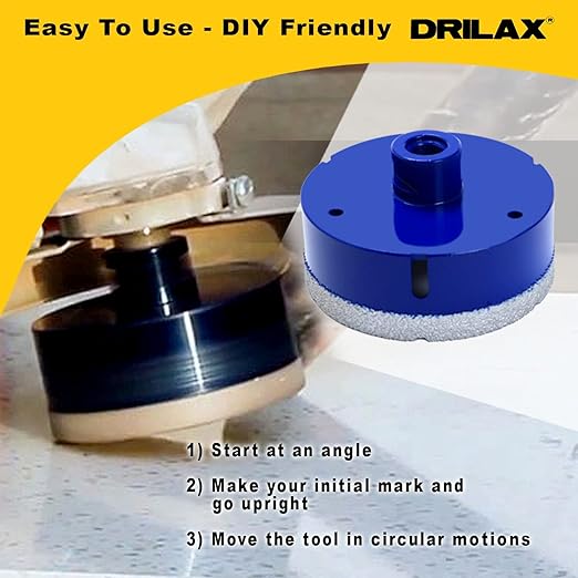 Drilax Pro Series 4 Inch Diamond Hole Saw | Angle Grinder (5/8"-11) & Drill (Adapter Incl.) | 1-3/8" Depth | Dry Drill for Dryer Vents, HVAC, Large Pipes, Core Sampling | Long Life