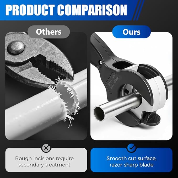 Ratcheting Tubing Cutter, Adjustable Ratchet Type Pipe Cutter 1/4" To 7/8", Ratcheting Pipe Cutter for Copper Aluminum Iron Stainless Steel Conduit Plumbing, PVC, Soft Metals