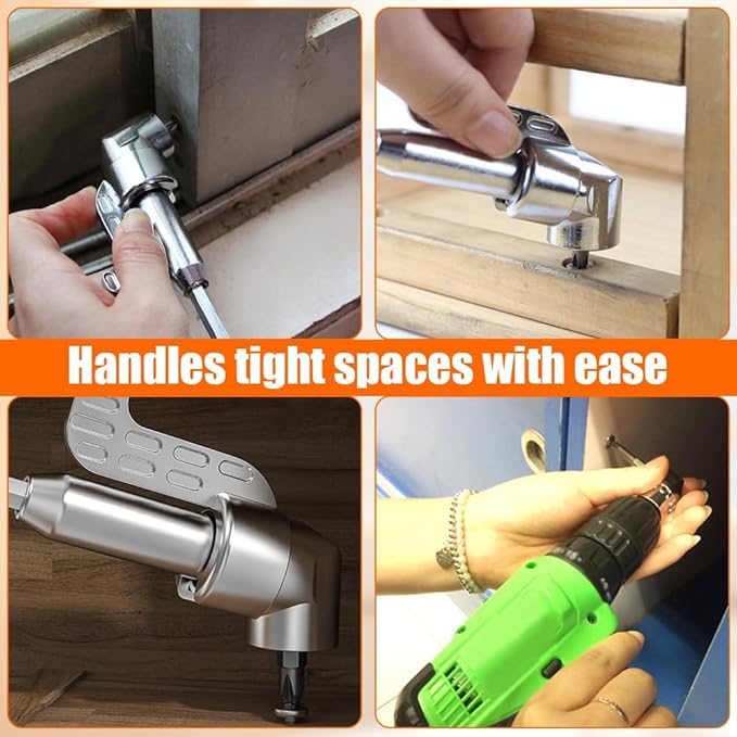 105 Degree Right Angle Drill Adapter, 1/4" Hex Shank Driver Angle Drill Attachment with Multi-function Bend Screwdriver Bit, Angle Driver for Drill, Drill Attachment for Household Work (L+S（SR）)