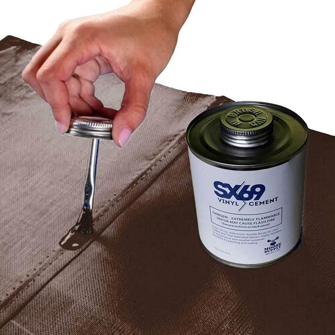 SX 69 Vinyl Repair Kit | Inflatable Bounce House Repair Kit | Includes 8 Ounce Adhesive and Vinyl Roll | for Flexible, Waterproof Repairs of Tears, Punctures, and Holes