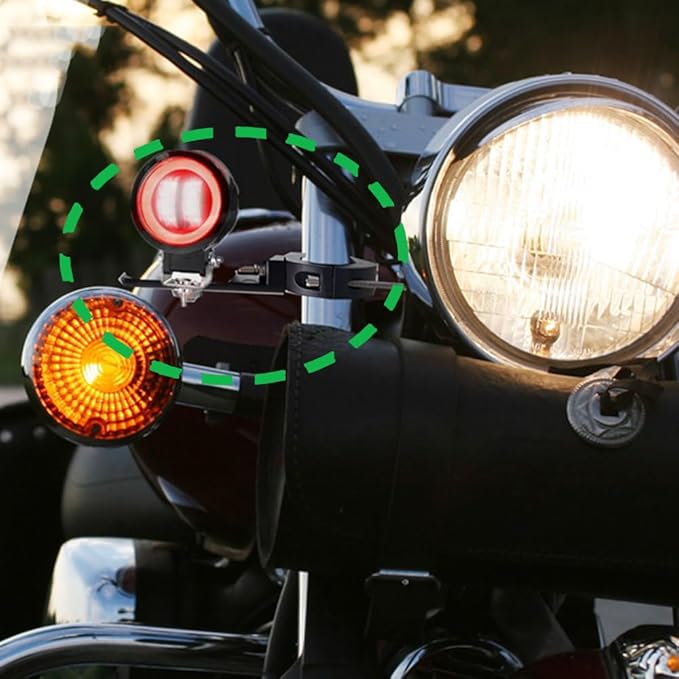 Motorcycle Spotlight Mount Brackets, Motorbike Tube Clamp Turn Signal Mounting Clamp Holder for 0.78"-1.5" Roll Bar (2 Pcs)