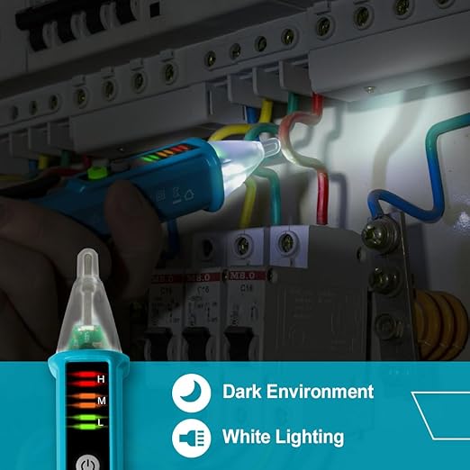 allsun Non-Contact AC Voltage Tester Pen 12-1000V, Dual Sensitivity & LED Flashlight, Live/Neutral Wire Breakpoint Finder, Auto Power-Off, Electrical Circuit Detector for Outlets, Wires, Breakers