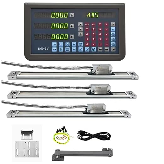 10”x12 x14 Travel Length Magnetic Scale 3 Axis DRO Set, 5um Resolution Linear Encoder 3 Axis Digital Display for Milling Machine Tools