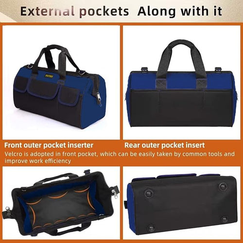 20 Inch Heavy Duty Tools Bag with Wide Mouth for Tool Storage, Carrier and Organizer,Tote Bag for Men/Women, Wide Mouth Tool Bags With Inside Pockets (20 Inch)