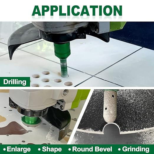 Diamond Core Drill Bits Kit - 7pcs 6/6/6/20/25/35/50mm+1pc 2" Beveling Chamfer Bit+1pc 3/4" Finger Milling Bit+Triangle Adapter to 5/8-11" Thread for Porcelain Ceramic Tile Granite Marble