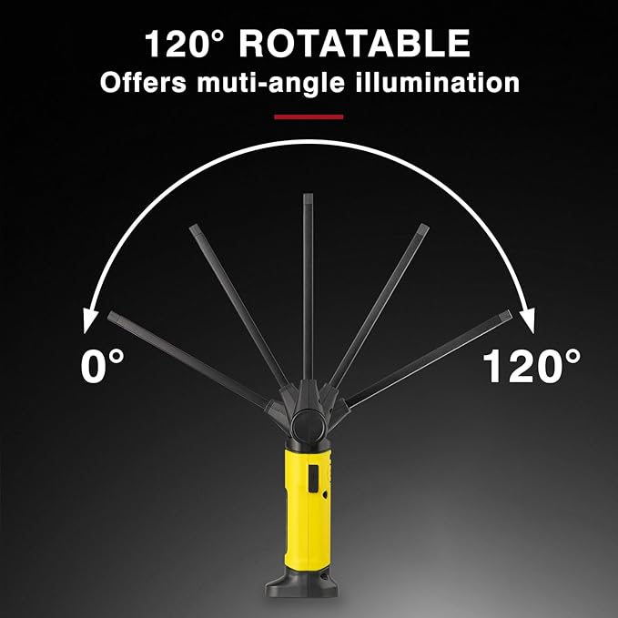 Mechanic Light,1000 Lumens Rechargeable LED Work Light with Magnetic Base, 120° Rotate 3 Modes, 4000mAh Magnetic Flashlight for Car Repair, Camping, and Emergency (1 Pack)