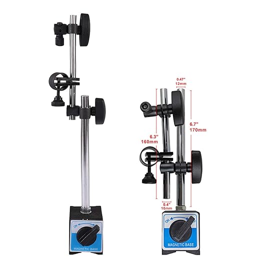 Dial Indicator with Magnetic Base Holder Fine Adjustable Long Arm 0-1" Magnetic Dial Indicator Professional Dial Gauge 0.001"
