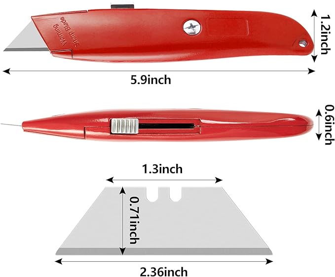 DIYSELF 2Pack Utility Knife Box Cutter Retractable Blade Heavy Duty(Red)
