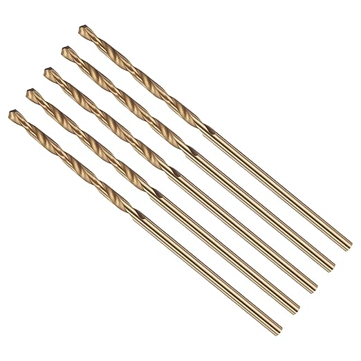 Drill Bit, #50 Cutting Diameter, 4341 HSS Gold Finish 118° Cutting Angle Number Jobber Bits - (Applications: for Drilling Soft Metal Plastic Wood), 5-Pieces