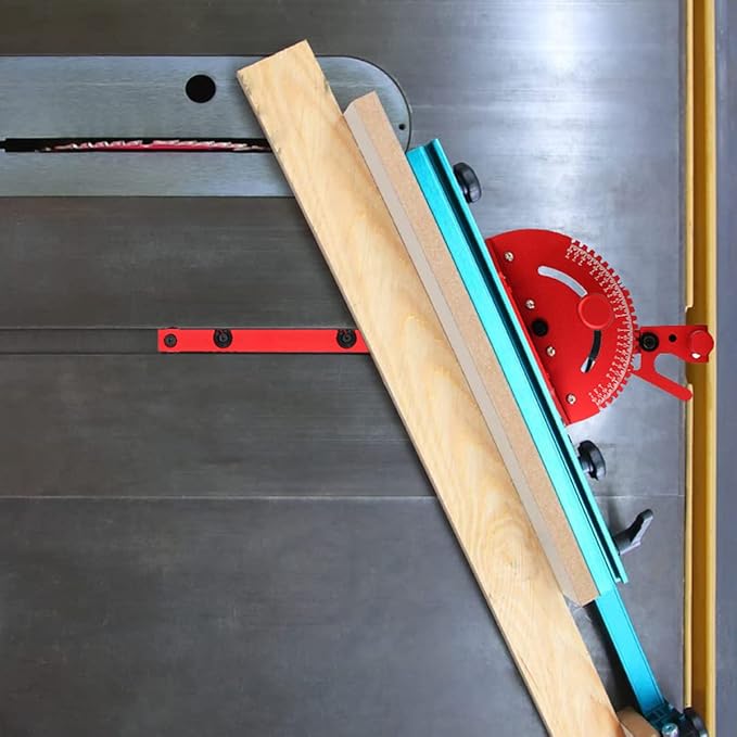 Table Saw Miter Gauge, Works w/Table Saws, Router Table, Band Saw (Red)