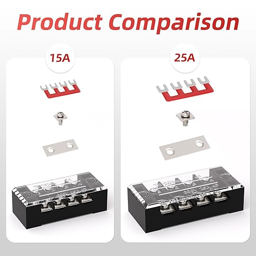 APIELE Screw Terminal Block Covered 6 Position Dual Row 25A 6 Position Pre-Insulated Terminal Barrier Strip (5PCS 25A 6P+5PCS Wiring Strips)