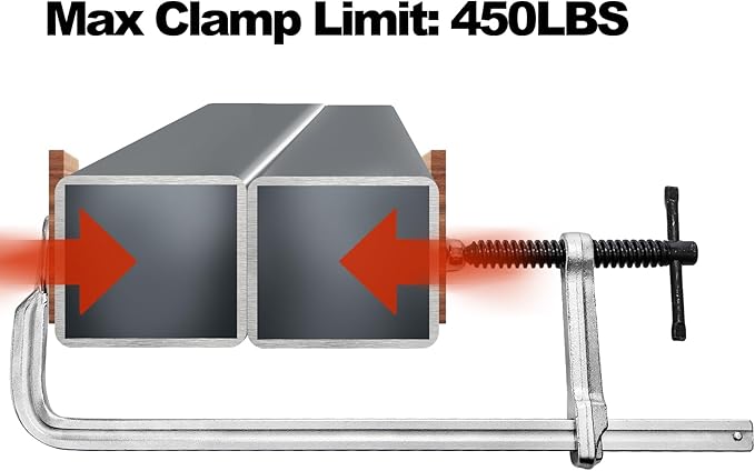 SOUJOY 4 Pack Bar Clamp for Welding, 12 Inch F Clamp, Light -Duty Steel Drop Forged Bar Clamps with Max 450Lbs Load Limit for Welding, Woodworking, Metal working, DIY and Crafts